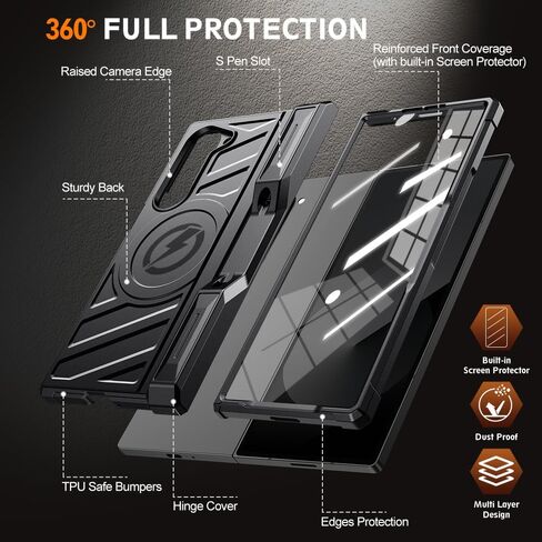 Armor Magnetic Case لـ Samsung Galaxy Z Fold 6 مع حامل القلم S ، مناسب لـ Magsafe ، [Kickstand المدمج ، واقي شاشة الخصوصية ، وحماية المفصلات] in Saudi Arabia