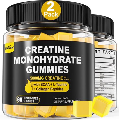 Creatine Monohydrate Gummies 5g for Men & Women, 7000mg with BCAA, Collagen Peptides, Taurine,B12,D3, Sugar Free Chewables Creatine for Muscle Strength, Energy Boost,Growth,Recovery,Pre Workout, 1Pack in Saudi Arabia
