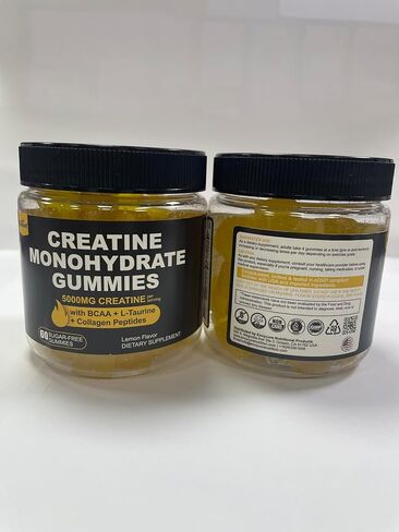 Creatine Monohydrate Gummies 5g for Men & Women, 7000mg with BCAA, Collagen Peptides, Taurine,B12,D3, Sugar Free Chewables Creatine for Muscle Strength, Energy Boost,Growth,Recovery,Pre Workout, 1Pack in Saudi Arabia