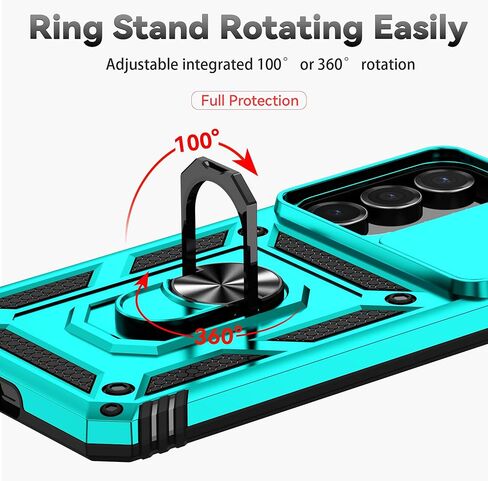 بالنسبة لحالة Samsung Galaxy S25 Fe ، مع حامي شاشة HD Slide Cover [الصف العسكري 16 قدمًا. DROP تم اختباره] حامل الحلقة المغناطيسية كيكستاند هواتف واقية من Galaxy S25 FE 5G 2025 ، Black in Kuwait