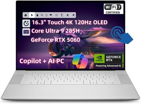 2025 NewDell 16 Premium(Previously XPS 16) AI Laptop, 16.3" OLED UHD+ (3840x2400) Touch Screen, Core Ultra 9 285H 16 Core, 32GB RAM 1TB SSD, Geforce RTX 5060, 3*Thunderbolt 4 Wi-Fi 7 Win 11Pro in Saudi Arabia
