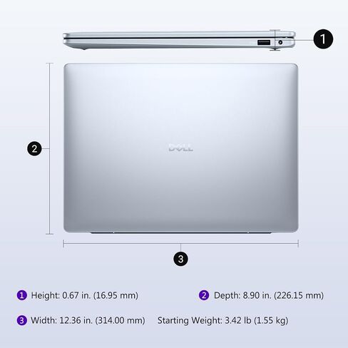 Dell 14 Plus Captop for Business and Student ، 14 "2.5k (2560x1600) Display ، Windows 11 Pro Postoms Computer ، Intel 8-Core Ultra 7 256V ، 16GB RAM ، 1TB SSD ، Lifetime MS ، Lifetime Copilot KB in Kuwait