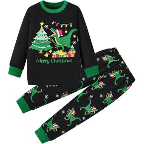 Akyzic Kids Christmas Pajamas 100% Cotton Long Sleeve Toddler Snowman Xmas Pjs Childrens Christmas Jammies Clothes 3-10T in Kuwait