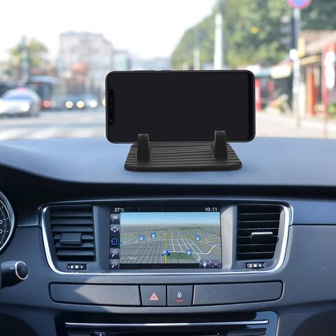 Dashboard Cell Phone Holder, Car Phone Holder Pad Mat, Silicone Dashboard GPS Devices Mount, Self-Adhesive Universal Desk Stand Holder, Anti-Slip, Waterproof, Black, 4.33 x 3.54 x 1.57 inch in Saudi Arabia