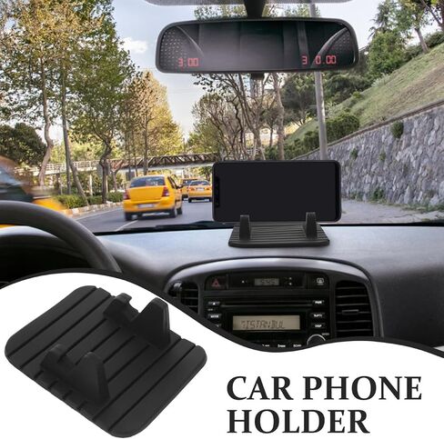 Dashboard Cell Phone Holder, Car Phone Holder Pad Mat, Silicone Dashboard GPS Devices Mount, Self-Adhesive Universal Desk Stand Holder, Anti-Slip, Waterproof, Black, 4.33 x 3.54 x 1.57 inch in Saudi Arabia