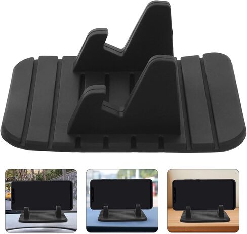 Dashboard Cell Phone Holder, Car Phone Holder Pad Mat, Silicone Dashboard GPS Devices Mount, Self-Adhesive Universal Desk Stand Holder, Anti-Slip, Waterproof, Black, 4.33 x 3.54 x 1.57 inch in Saudi Arabia