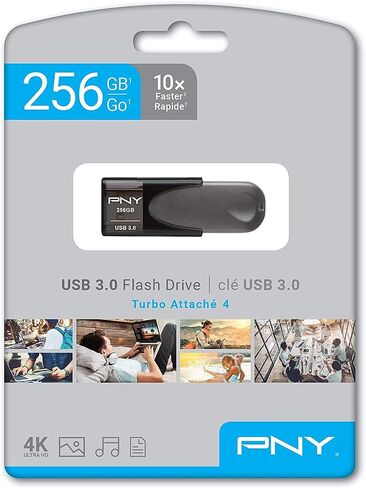 عام PNY 256 جيجا بايت USB 3.0 محرك أقراص فلاش توربو ملحق 4 (حزمة Bulk 2) يعمل مع حزمة الكمبيوتر (P-FD256TBAT4A-GE) مع (1) كل شيء ما عدا سترومبولي الحبل in Saudi Arabia