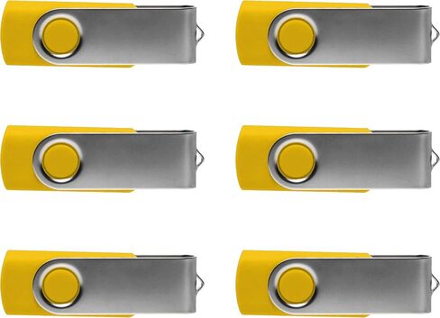 6 Swivel USB Flash Drives Pack, 8GB - Pocket Size, Long Data Retention - Yellow in Kuwait