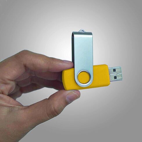 6 Swivel USB Flash Drives Pack, 8GB - Pocket Size, Long Data Retention - Yellow in Kuwait