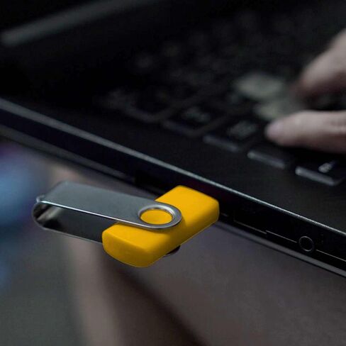 6 Swivel USB Flash Drives Pack, 8GB - Pocket Size, Long Data Retention - Yellow in Kuwait