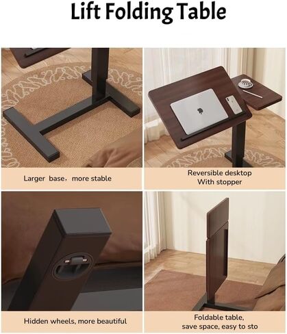 Multi-Functional Rolling Bedside Table - Perfect for Laptop, Books, and Breakfast in Bed in Saudi Arabia