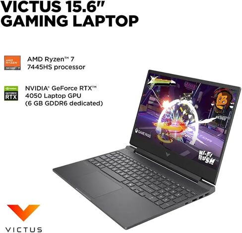 HP Victus 15.6" 144Hz Full HD Gaming Laptop - AMD Ryzen 7 7445HS - NVIDIA GeForce RTX 4050-Windows 11-Copilot-with Mouse Pad (64GB RAM |2TB PCIe SSD+Mouse pad) in Saudi Arabia