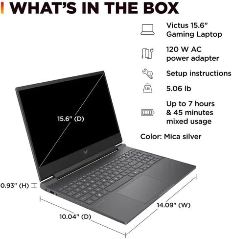 HP Victus 15.6" 144Hz Full HD Gaming Laptop - AMD Ryzen 7 7445HS - NVIDIA GeForce RTX 4050-Windows 11-Copilot-with Mouse Pad (64GB RAM |2TB PCIe SSD+Mouse pad) in Saudi Arabia