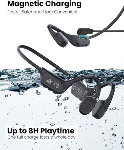 سماعات سماعات الرأس سماعات الرأس ، IP68 Player MP3 Player 32G ، سماعات رأس Bluetooth V6.0 تحت الماء ، سماعات مفتوحة لاسلكية ، للركض ، ركوب الدراجات (أسود) in Saudi Arabia