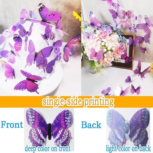 Ewong Butterfly Wall Decals 24PCS Room Decor Wall Art 3D Butterflies Mural Sticker Home Decoration Kid Girl Bedroom Bathroom Nursery Classroom Office Party Removable Decorative (Blue) in Saudi Arabia
