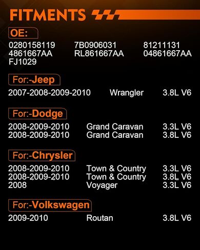 YZHIDIANF 0280158119 3.3L 3.8L حاقن الوقود مناسب لـ: -Jeep Wrangler لـ: -Dodge Grand Caravan لـ: -Chrysler Town & Country Voyager لـ: -Volkswagen Routan 2007-2010، FJ1029 4861667AA (6 قطع) in Kuwait