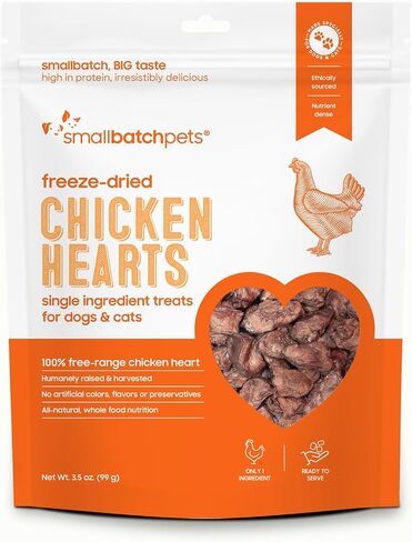 smallbatch Pets Premium Freeze-Dried Beef Heart Treats for Dogs and Cats, 3.5 oz, Made and Sourced in The USA, Single Ingredient, Humanely Raise Meat, No Preservatives or Anything Artificial Ever in Saudi Arabia