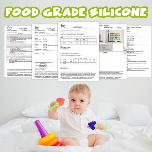 5 PCS Baby Teething Toys, Bagvhandbagro Soft Fruit Teething Toys for Babies 0-6 Months 6-12 Months, Silicone Baby Teethers Stick Freezer Safe for Infants and Toddlers in Kuwait