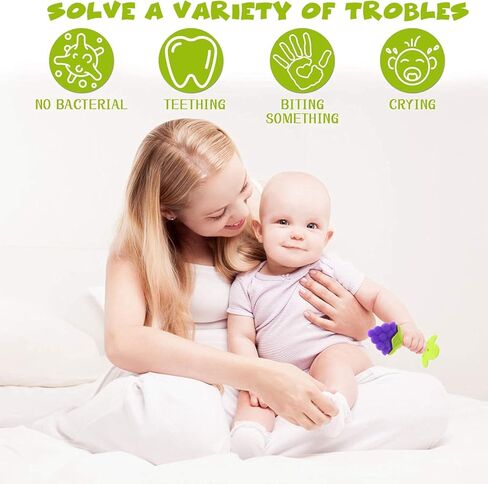 5 PCS Baby Teething Toys, Bagvhandbagro Soft Fruit Teething Toys for Babies 0-6 Months 6-12 Months, Silicone Baby Teethers Stick Freezer Safe for Infants and Toddlers in Kuwait