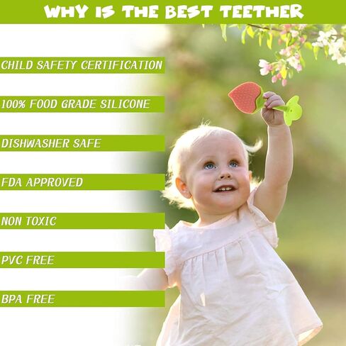 5 PCS Baby Teething Toys, Bagvhandbagro Soft Fruit Teething Toys for Babies 0-6 Months 6-12 Months, Silicone Baby Teethers Stick Freezer Safe for Infants and Toddlers in Kuwait