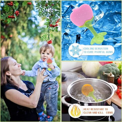 5 PCS Baby Teething Toys, Bagvhandbagro Soft Fruit Teething Toys for Babies 0-6 Months 6-12 Months, Silicone Baby Teethers Stick Freezer Safe for Infants and Toddlers in Kuwait