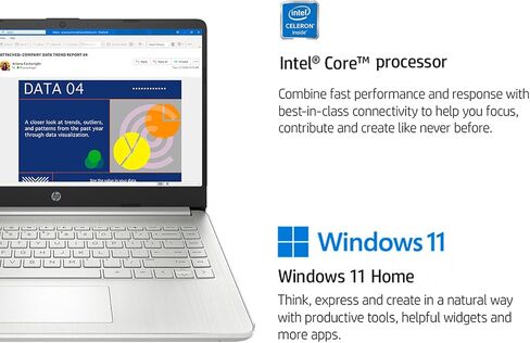 HP 14 "كمبيوتر محمول للطلاب والأعمال ، والكمبيوتر المحمول Ultral Light ، والكمبيوتر المحمول للأعمال ، ومعالج Intel Celeron N4120 ، وذاكرة وصول عشوائي 4 جيجا بايت ، و 128 جيجا بايت EMMC ، و Intel UHD Graphics ، و Office 365 ، و Windows 11 S ، Silver in Kuwait