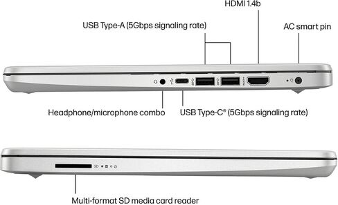 HP 14 "كمبيوتر محمول للطلاب والأعمال ، والكمبيوتر المحمول Ultral Light ، والكمبيوتر المحمول للأعمال ، ومعالج Intel Celeron N4120 ، وذاكرة وصول عشوائي 4 جيجا بايت ، و 128 جيجا بايت EMMC ، و Intel UHD Graphics ، و Office 365 ، و Windows 11 S ، Silver in Kuwait
