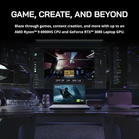 asus ROG Zephyrus G15 15.6'' 240Hz QHD Gaming Laptop, AMD Ryzen 9 6900HS, GeForce RTX 3080 8GB GDDR6, 40GB DDR5 RAM, 1TB PCIe SSD, HD Webcam, Win 11 Pro, Gray, 32GB USB Card (Renewed) in Saudi Arabia