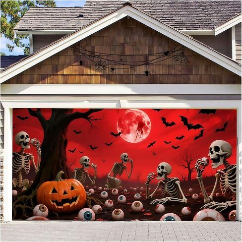 7 X 16 Ft Halloween Garage Door Cover, Large Hanging Pumpkin Backdrop Door Cover, Halloween Garage Wall Decorations, for Outdoor Parties & Photography Background,Pumpkin in Saudi Arabia