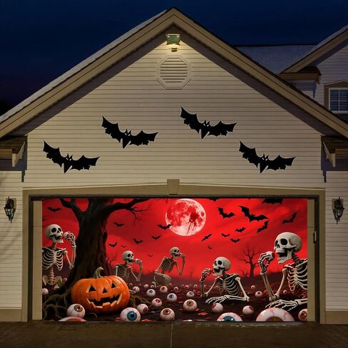 7 X 16 Ft Halloween Garage Door Cover, Large Hanging Pumpkin Backdrop Door Cover, Halloween Garage Wall Decorations, for Outdoor Parties & Photography Background,Pumpkin in Saudi Arabia