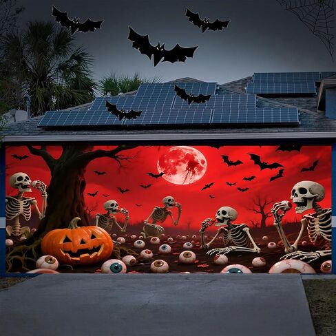 7 X 16 Ft Halloween Garage Door Cover, Large Hanging Pumpkin Backdrop Door Cover, Halloween Garage Wall Decorations, for Outdoor Parties & Photography Background,Pumpkin in Saudi Arabia