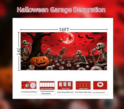 7 X 16 Ft Halloween Garage Door Cover, Large Hanging Pumpkin Backdrop Door Cover, Halloween Garage Wall Decorations, for Outdoor Parties & Photography Background,Pumpkin in Saudi Arabia