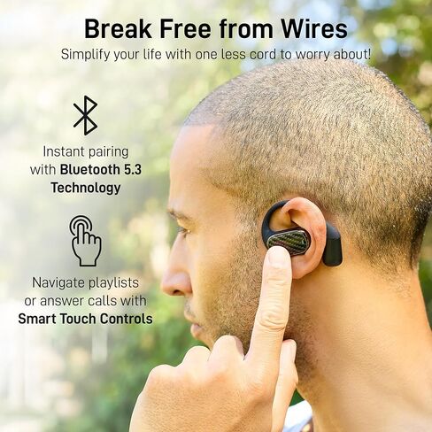 سماعات أذن لاسلكية مفتوحة من Groovz مع شاشة ذكية للبطارية - تم تصميمها وهندستها في الولايات المتحدة الأمريكية - سماعات أذن مفتوحة بتقنية البلوتوث بتصنيف IPX5 متوافقة مع Apple وAndroid - أزرق كلاسيكي in Saudi Arabia