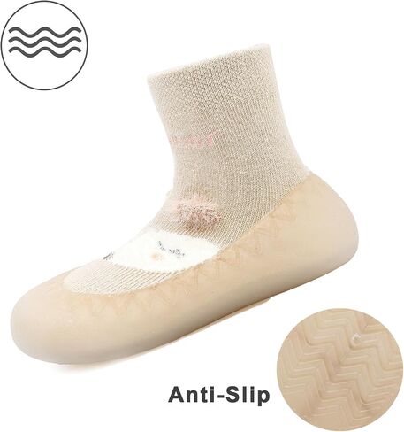 Baby Sock Shoes Toddler Cartoon Soft Rubber Sole Non Slip Indoor Floor Slipper for Infant Boys Girls First Walking Trainers Shoe in Kuwait