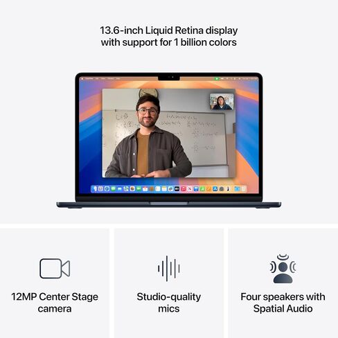 Apple 2025 MacBook Air 13-inch Laptop with M4 chip, 16GB Unified Memory, 2TB SSD Storage - Midnight in Saudi Arabia