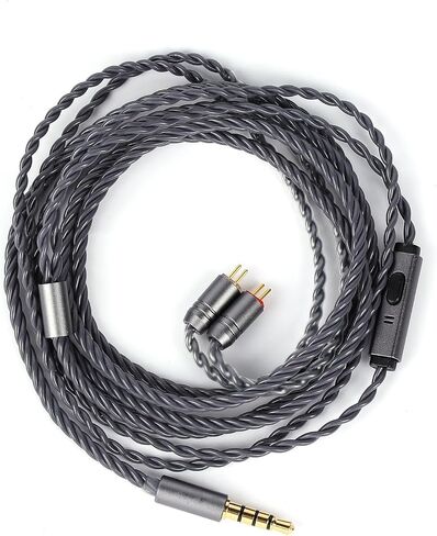 Tripowin Grace Silver-Plated OFC Detachable Earphone Cable with Mic, 0.78mm 2-Pin HiFi Upgrade Cable for Audiophiles, Tangle-Free Design & Smart Controls (Recessed 2PIN) in Kuwait
