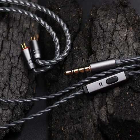 Tripowin Grace Silver-Plated OFC Detachable Earphone Cable with Mic, 0.78mm 2-Pin HiFi Upgrade Cable for Audiophiles, Tangle-Free Design & Smart Controls (Recessed 2PIN) in Kuwait