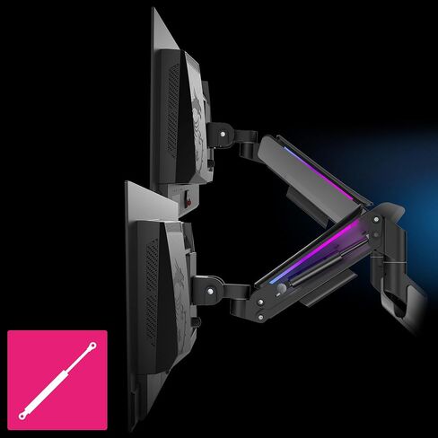 MSI MAG MT201D - أذرع حامل شاشة مزدوجة عالية التحمل، دعم 17-45 بوصة، متوافقة مع VESA، حامل زنبركي قابل للتعديل، 44 رطلاً لكل شاشة، مشبك وحلقة تثبيت، لوحة تحرير سريعة - أسود in Saudi Arabia