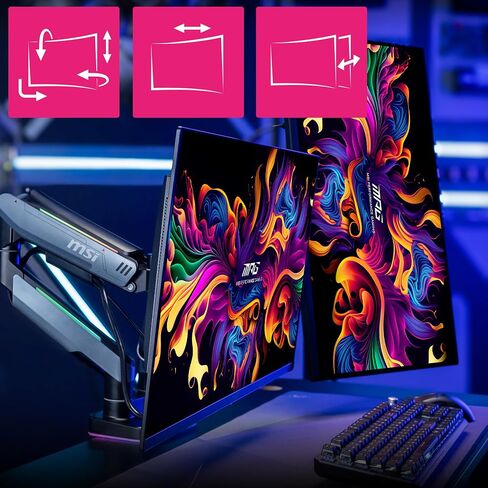 MSI MAG MT201D - أذرع حامل شاشة مزدوجة عالية التحمل، دعم 17-45 بوصة، متوافقة مع VESA، حامل زنبركي قابل للتعديل، 44 رطلاً لكل شاشة، مشبك وحلقة تثبيت، لوحة تحرير سريعة - أسود in Saudi Arabia