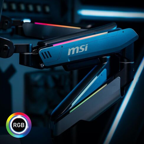MSI MAG MT201D - أذرع حامل شاشة مزدوجة عالية التحمل، دعم 17-45 بوصة، متوافقة مع VESA، حامل زنبركي قابل للتعديل، 44 رطلاً لكل شاشة، مشبك وحلقة تثبيت، لوحة تحرير سريعة - أسود in Saudi Arabia