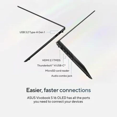 ASUS 2025 Laptop | Vivobook S | 16" 2880x1800 OLED 120Hz | Intel-16 Core Ultra 9 285H | 16GB LPDDR5 | 1TB SSD | Windows 11 Pro | Wi-Fi 7 - BT 5.4 - RGB Backlit KB - Face Recognition Camera - Black in Saudi Arabia