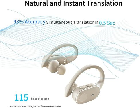 سماعات الأذن اللاسلكية سماعات Bluetooth ، بطارية 80 ساعة مع علبة الشحن ، Bluetooth 5.3 ، الأزرار المادية ، تطبيق الترجمة في الوقت الفعلي ، خطافات أذن رياضية للتشغيل/الصالة الرياضية/السفر (أسود) in Saudi Arabia