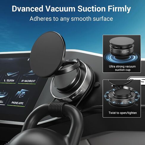 Upgraded Nano Gel Magnetic Car Phone Holder with Vacuum Suction Cup and Foldable Design for Car, Bathroom, Yoga Wall Mount, Kitchen Stand, Compatible with MagSafe and All Smartphones in Kuwait
