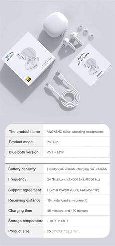 Wireless Bluetooth Earbuds – 28 Hours Playtime Active Noise Cancellin LED Display IPX7 Waterproof In-Ear Headphones with Built-In Miс Compatible with iPhone and Android for COD PUBG Fortnite in Saudi Arabia