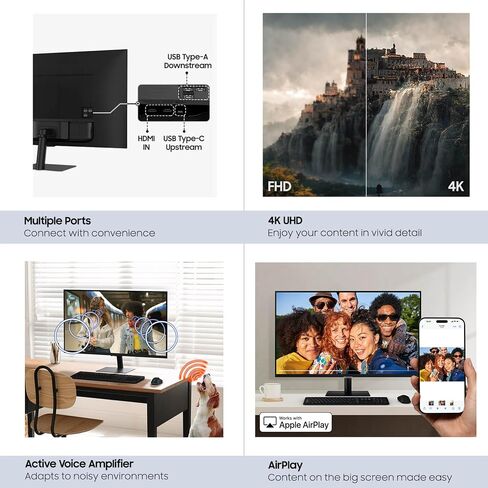 Samsung 43" Smart Monitor M7 (M70F) 4K UHD Display, Samsung Vision AI, Smart TV Apps, Gaming Hub, USB-C, HDMI and USB-A, Black, LS43FM702UNXZA, 2025 in Saudi Arabia