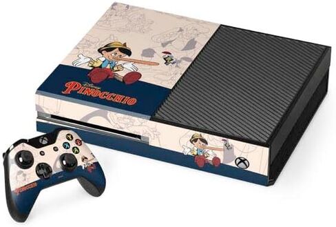 Skinit Decal Gaming Skin Compatible with Xbox One Console and Controller Bundle - Officially Licensed Disney Pinocchio and Jiminy Cricket Design in Saudi Arabia