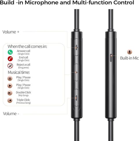 USB C Headphones for Samsung Galaxy s25 S24 S23 Ultra S22 Type C Headphones for iPhone 16 15 Pro Max Plus iPad Pro Pixel 8 Earphones with Microphone Volume Control Wired Earbuds Recording Music in Saudi Arabia