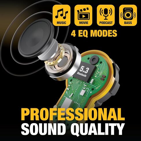 DEWALT HUKED DUGY PLUETOOTH POCENTITE PRO X2 ANC TRUE WIRELESS LOTERSIONDS ، وضواحي فعالة لإلغاء سماعات الأذن العمل ، وعناصر التحكم في الاتصال الهاتفي ، ووقت تشغيل 10 ساعات (40+ W/CASE) ، 4 أوضاع EQ ، IP54 in Kuwait