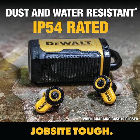 DEWALT HUKED DUGY PLUETOOTH POCENTITE PRO X2 ANC TRUE WIRELESS LOTERSIONDS ، وضواحي فعالة لإلغاء سماعات الأذن العمل ، وعناصر التحكم في الاتصال الهاتفي ، ووقت تشغيل 10 ساعات (40+ W/CASE) ، 4 أوضاع EQ ، IP54 in Kuwait