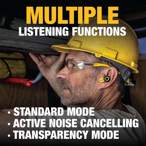 DEWALT HUKED DUGY PLUETOOTH POCENTITE PRO X2 ANC TRUE WIRELESS LOTERSIONDS ، وضواحي فعالة لإلغاء سماعات الأذن العمل ، وعناصر التحكم في الاتصال الهاتفي ، ووقت تشغيل 10 ساعات (40+ W/CASE) ، 4 أوضاع EQ ، IP54 in Kuwait